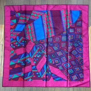 Jim Thompson Thai vintage Colorful Geometric Silk Scarf